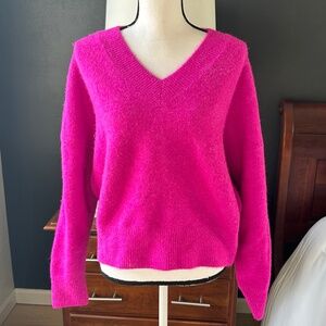 Zara Bright Pink Neon v-neck sweater - size M